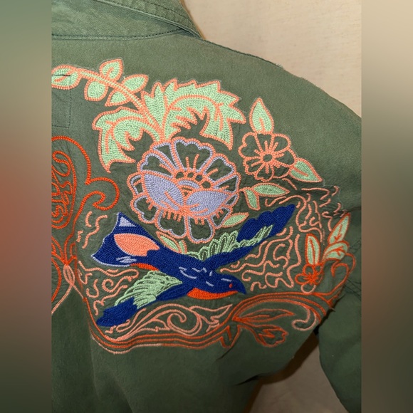 We The Free Green Embroidered Button Down Shirt - Picture 8 of 11